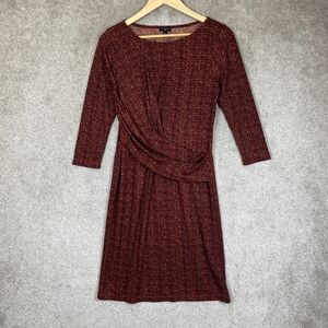 Talbots Burgundy Draped Knit Long Sleeve Dress